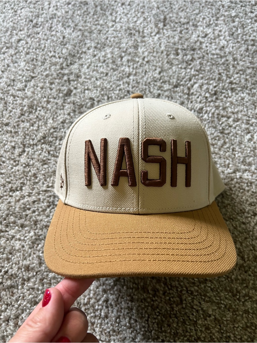 NASH Embroidered Two-Tone Baseball Cap - Cream & Camel